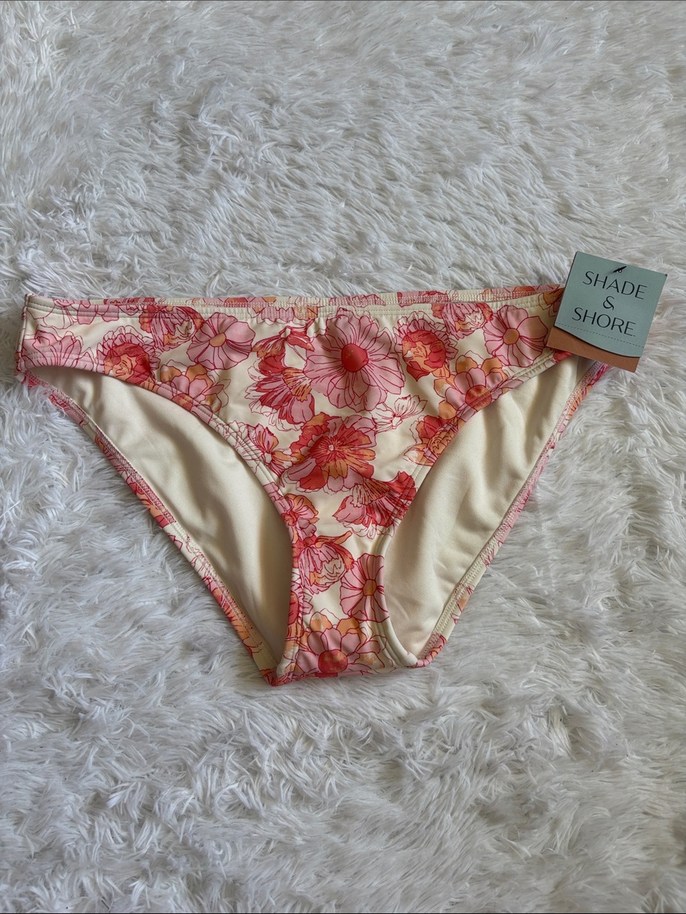 NWT Shade & Shore Floral Print Low Rise Medium Seat Coverage Swim Bottoms Size L
